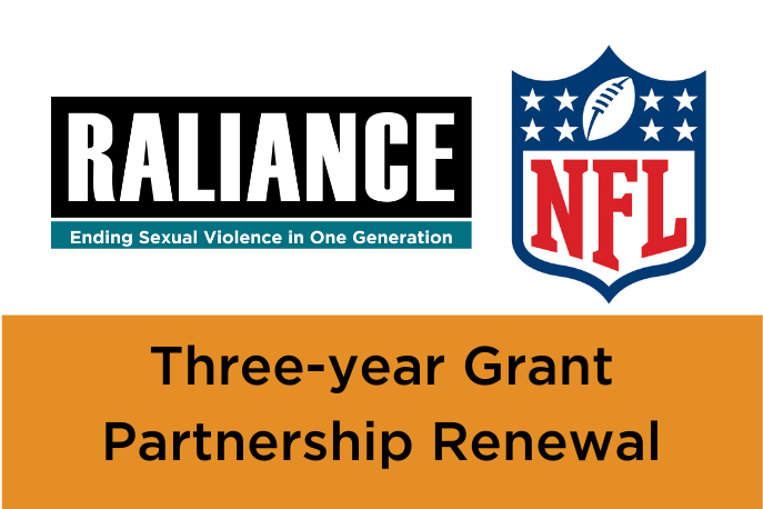 RALIANCE Logo and NFL Logo with text Three-year Grant Partnership Renewal