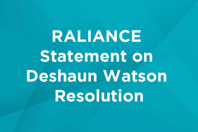 RALIANCE Statement on Deshaun Watson Resolution