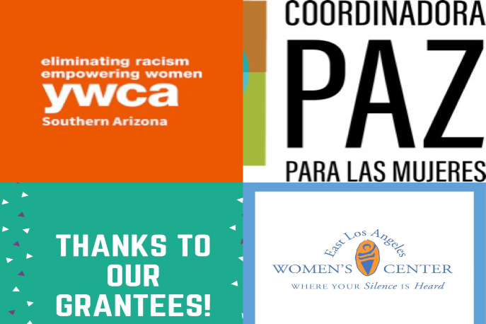 4 squares, 3 containing logos of the grantees and one with the phrase "Thanks to our grantees!"