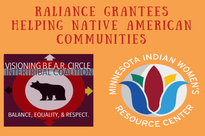 "RALIANCE Grantees Helping Native American Communities" with logos for Visioning B.E.A.R and MIWRC