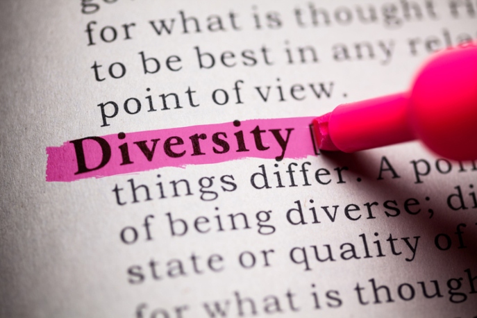 Picture of dictionary page with the term, "Diversity" highlighted in pink.