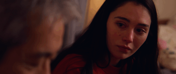 Still of woman looking at man in Ikigai